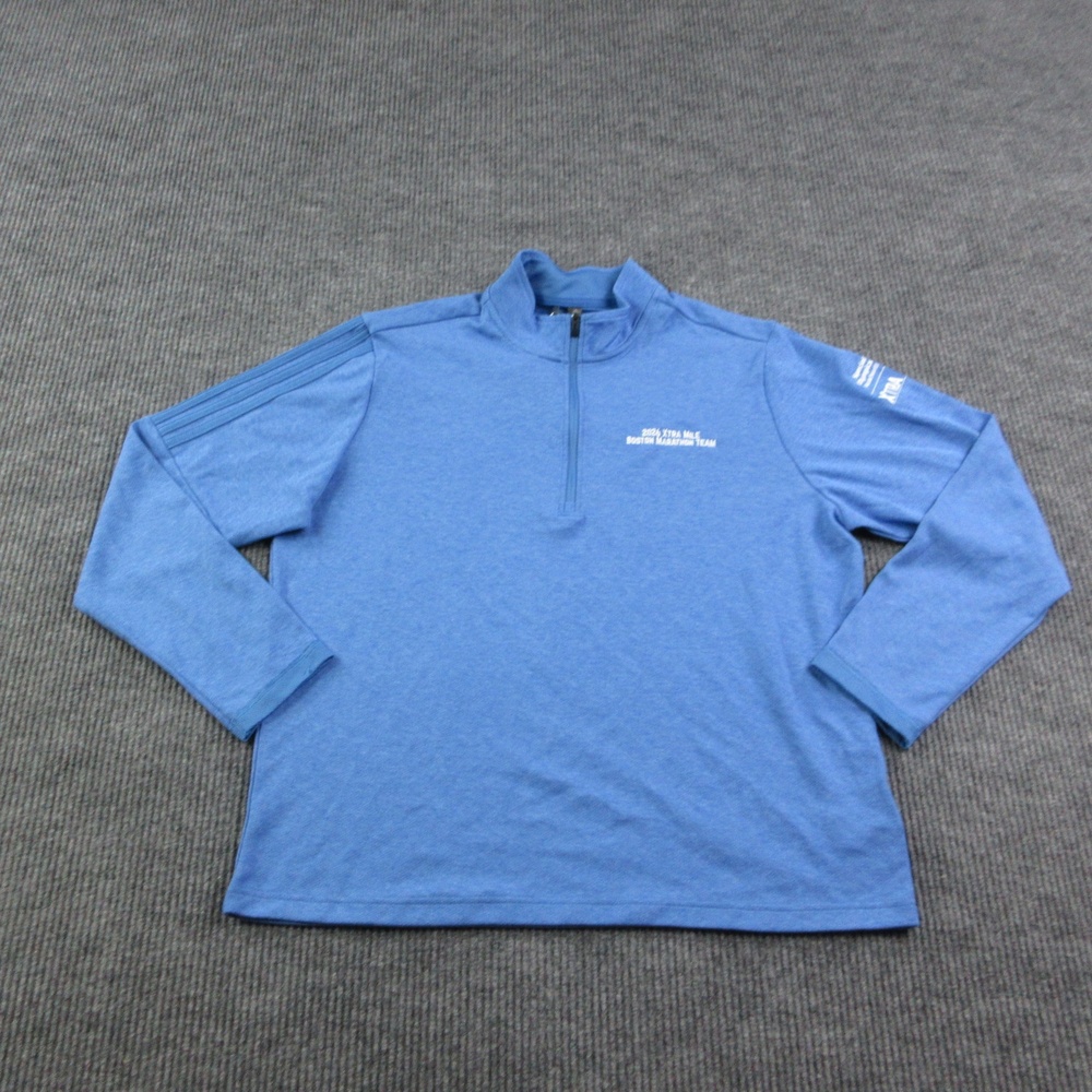 Adidas Sweatshirt Mens XL Blue 1/4 Zip Golf XTRA MILE Boston Marathon NWT